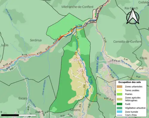 Carte en couleurs présentant l'occupation des sols.