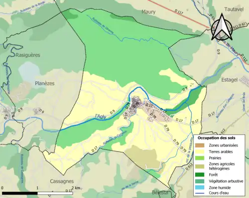 Carte en couleurs présentant l'occupation des sols.