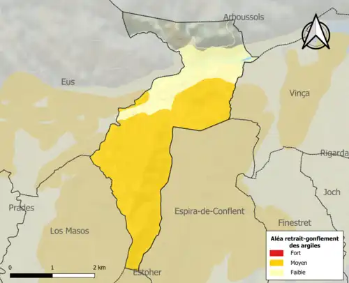 Carte des zones d'aléa retrait-gonflement des argiles.