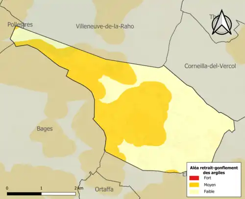 Carte des zones d'aléa retrait-gonflement des argiles.