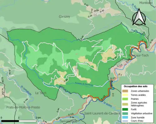 Carte en couleurs présentant l'occupation des sols.