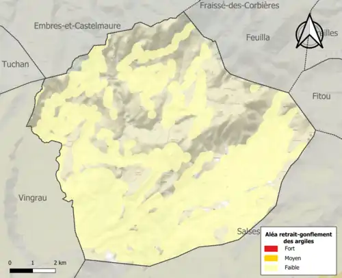 Carte des zones d'aléa retrait-gonflement des argiles.