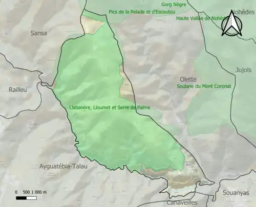 Carte des ZNIEFF de type 1 sur la commune.