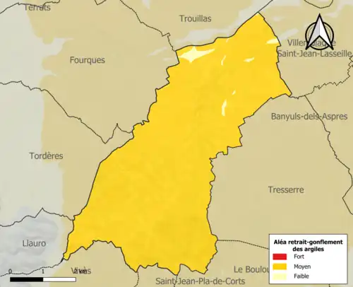 Carte des zones d'aléa retrait-gonflement des argiles.