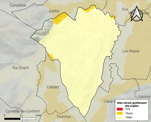 Carte des zones d'aléa retrait-gonflement des argiles.