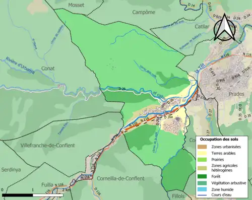 Carte en couleurs présentant l'occupation des sols.
