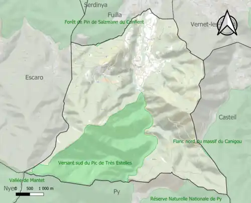 Carte de la ZNIEFF de type 1 sur la commune.