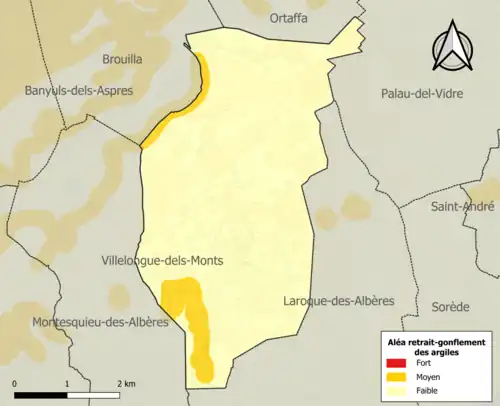 Carte des zones d'aléa retrait-gonflement des argiles.