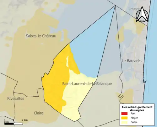 Carte des zones d'aléa retrait-gonflement des argiles.