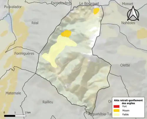 Carte des zones d'aléa retrait-gonflement des argiles.