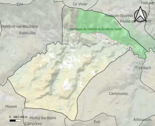 Carte de la ZNIEFF de type 1 sur la commune.