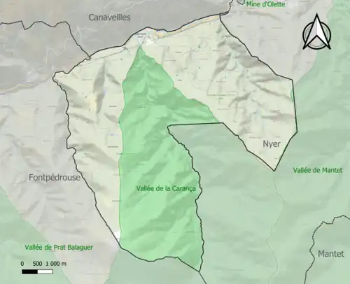 Carte de la ZNIEFF de type 1 sur la commune.