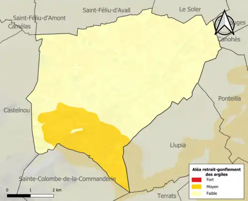 Carte des zones d'aléa retrait-gonflement des argiles.