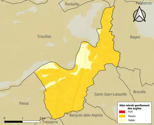 Carte des zones d'aléa retrait-gonflement des argiles.