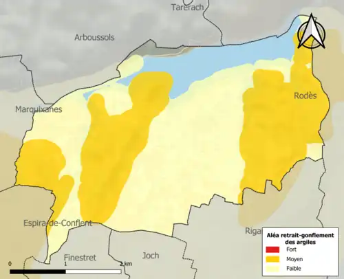 Carte des zones d'aléa retrait-gonflement des argiles.