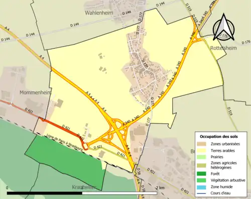 Carte en couleurs présentant l'occupation des sols.