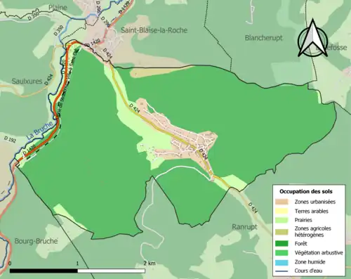 Carte en couleurs présentant l'occupation des sols.