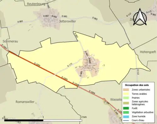 Carte en couleurs présentant l'occupation des sols.