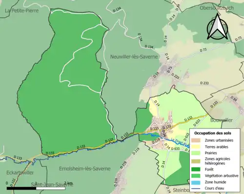 Carte en couleurs présentant l'occupation des sols.