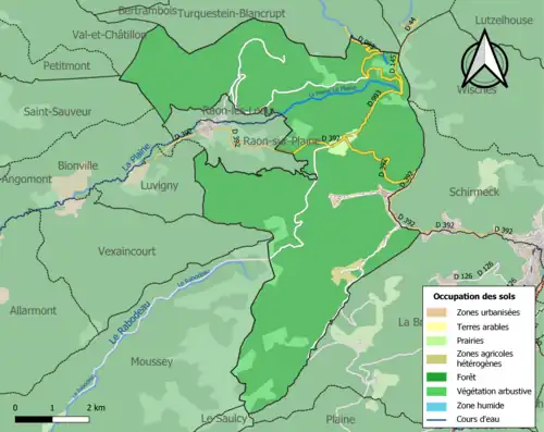 Carte en couleurs présentant l'occupation des sols.