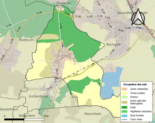 Carte en couleurs présentant l'occupation des sols.