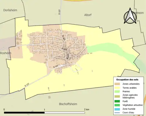 Carte en couleurs présentant l'occupation des sols.