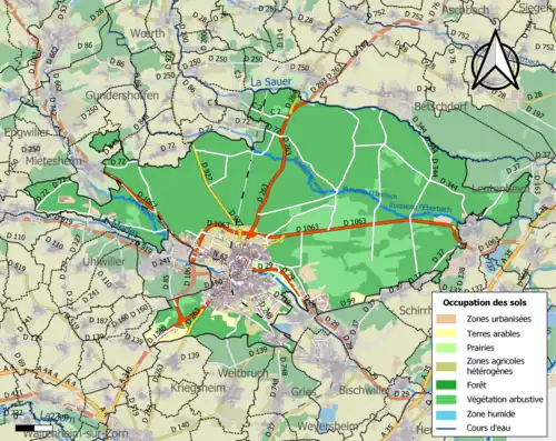 Carte en couleurs présentant l'occupation des sols.