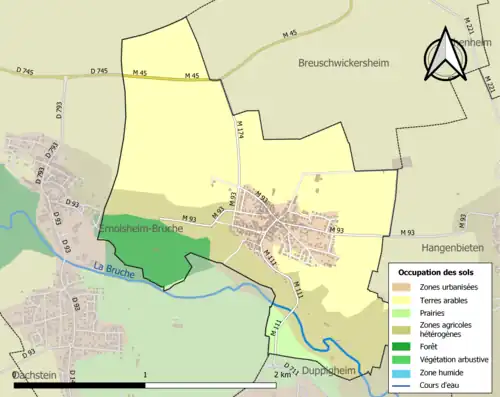 Carte en couleurs présentant l'occupation des sols.