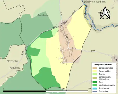 Carte en couleurs présentant l'occupation des sols.