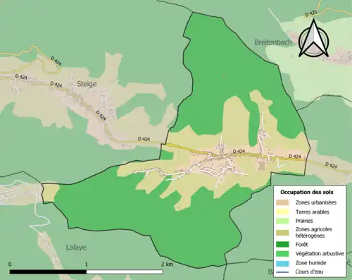Carte en couleurs présentant l'occupation des sols.