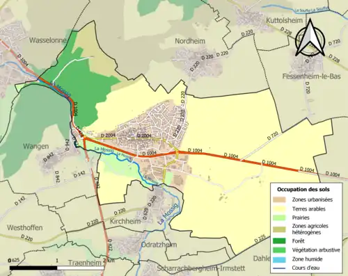 Carte en couleurs présentant l'occupation des sols.