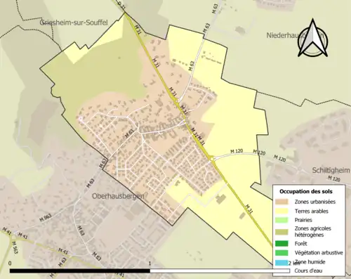 Carte en couleurs présentant l'occupation des sols.