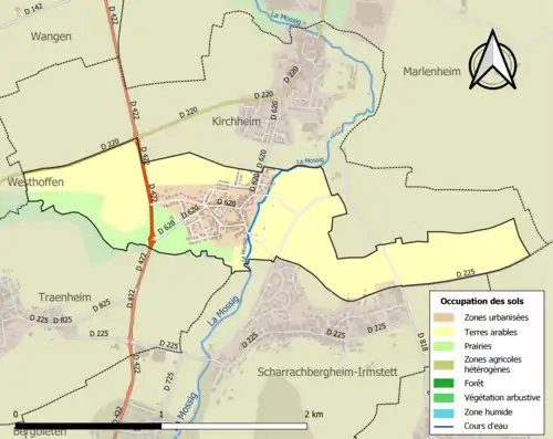 Carte en couleurs présentant l'occupation des sols.