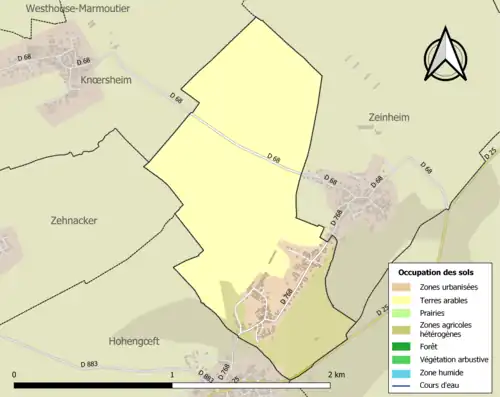 Carte en couleurs présentant l'occupation des sols.