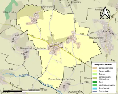 Carte en couleurs présentant l'occupation des sols.