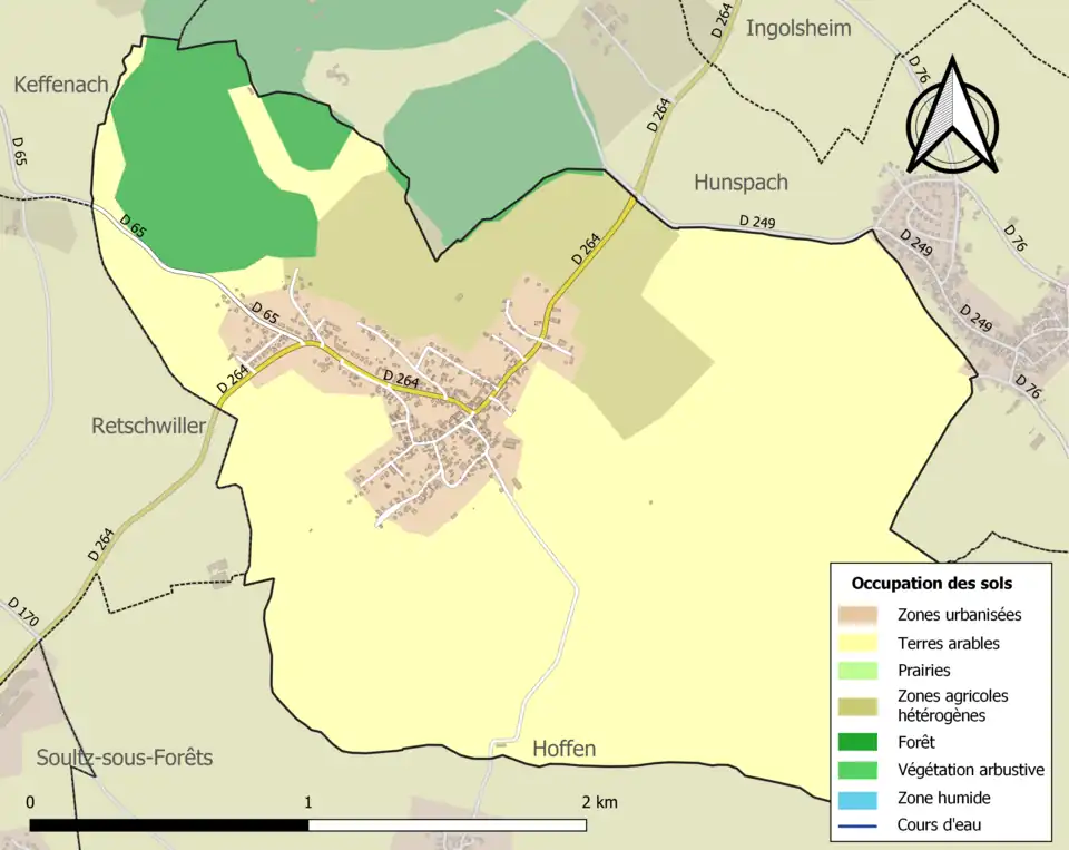 Carte en couleurs présentant l'occupation des sols.