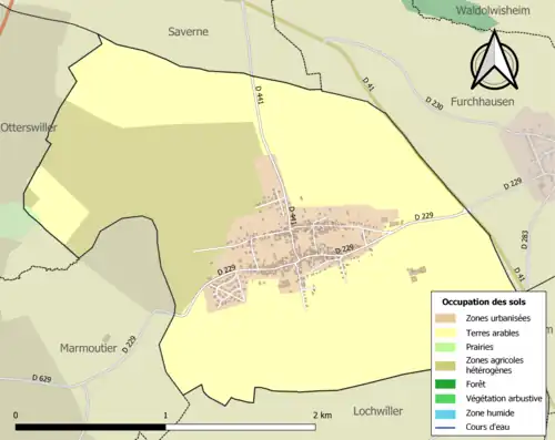 Carte en couleurs présentant l'occupation des sols.
