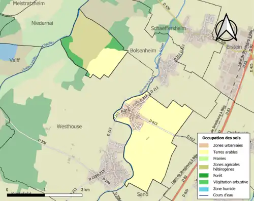 Carte en couleurs présentant l'occupation des sols.