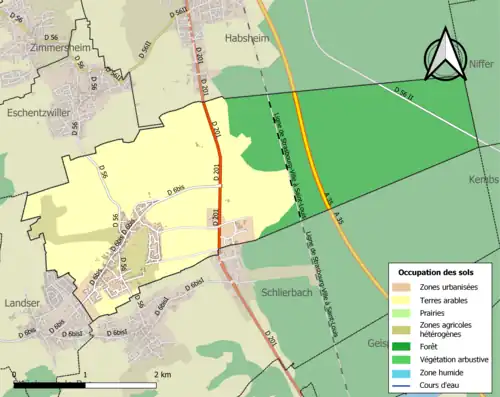 Carte en couleurs présentant l'occupation des sols.