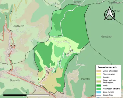 Carte en couleurs présentant l'occupation des sols.