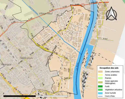 Carte en couleurs présentant l'occupation des sols.