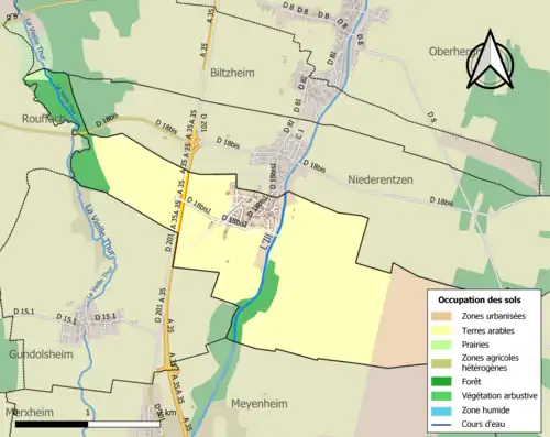 Carte en couleurs présentant l'occupation des sols.