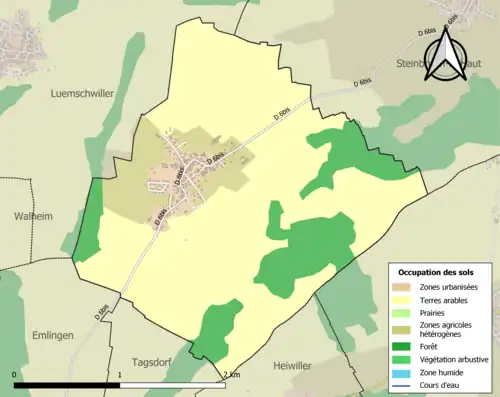 Carte en couleurs présentant l'occupation des sols.