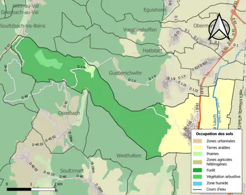 Carte en couleurs présentant l'occupation des sols.