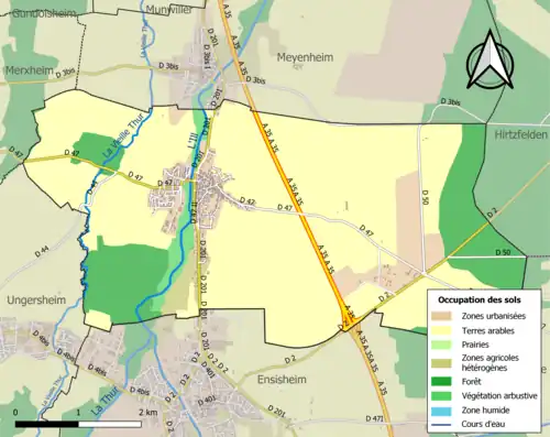 Carte en couleurs présentant l'occupation des sols.