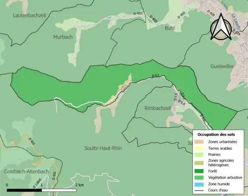 Carte en couleurs présentant l'occupation des sols.