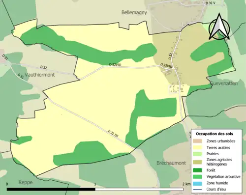 Carte en couleurs présentant l'occupation des sols.