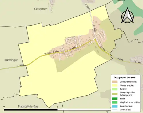 Carte en couleurs présentant l'occupation des sols.