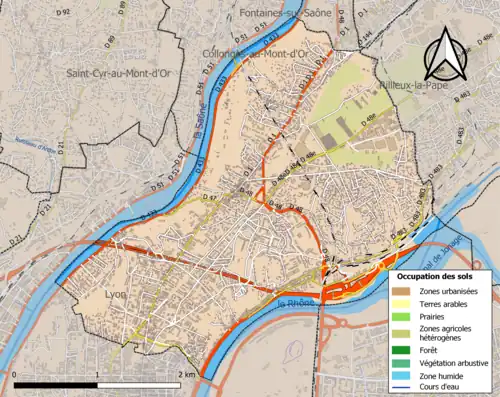 Carte en couleurs présentant l'occupation des sols.