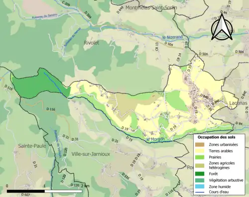 Carte en couleurs présentant l'occupation des sols.